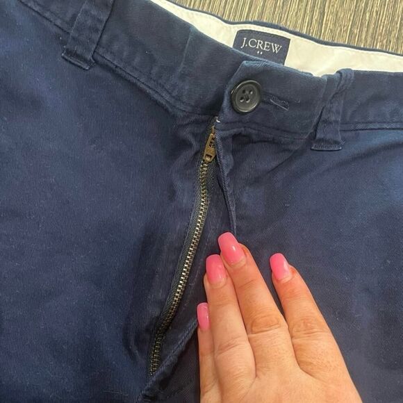 J.Crew Mens 7" Chino Shorts Mid Rise Flat Front Cotton Blend Stretch Navy Sz 32 - Picture 4 of 7